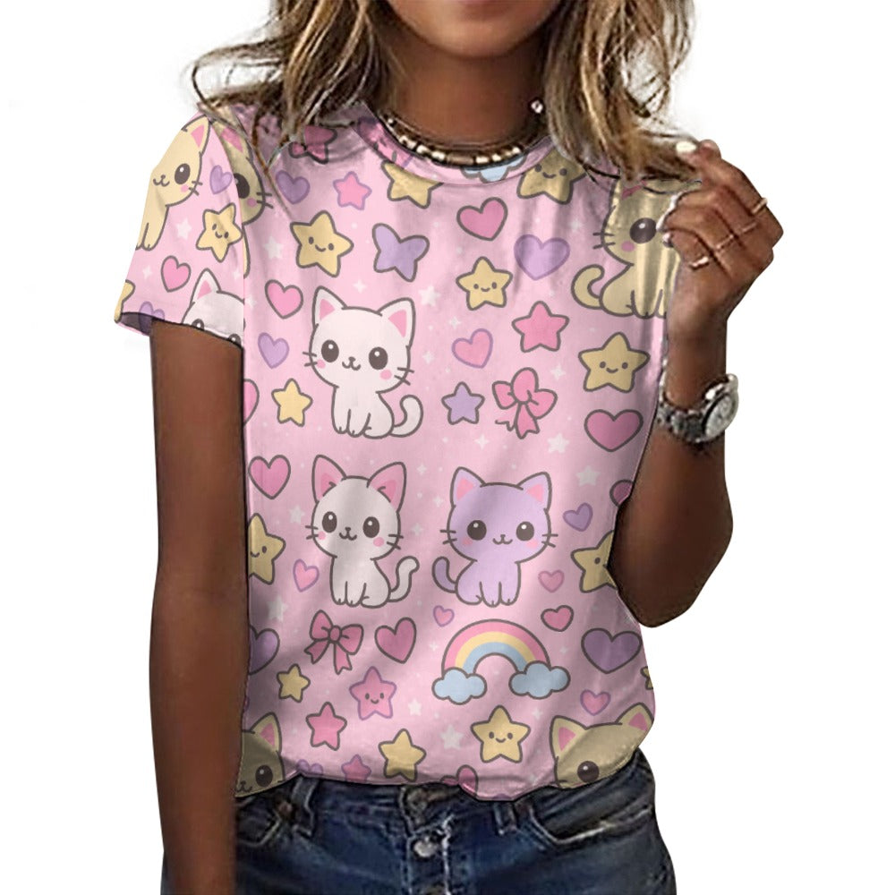 Harajuku Kawaii Cat Rainbow T-Shirt