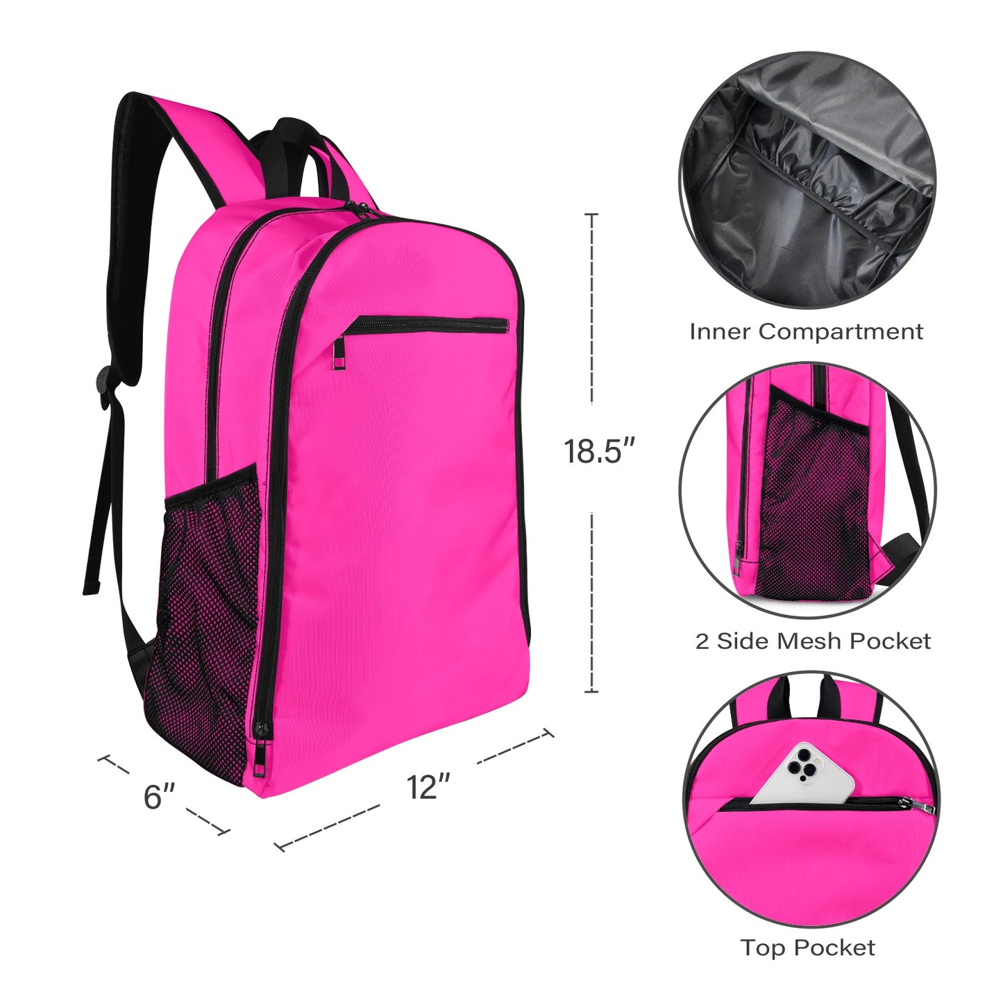 Hot Pink All Over Print Leisure Sports Backpack