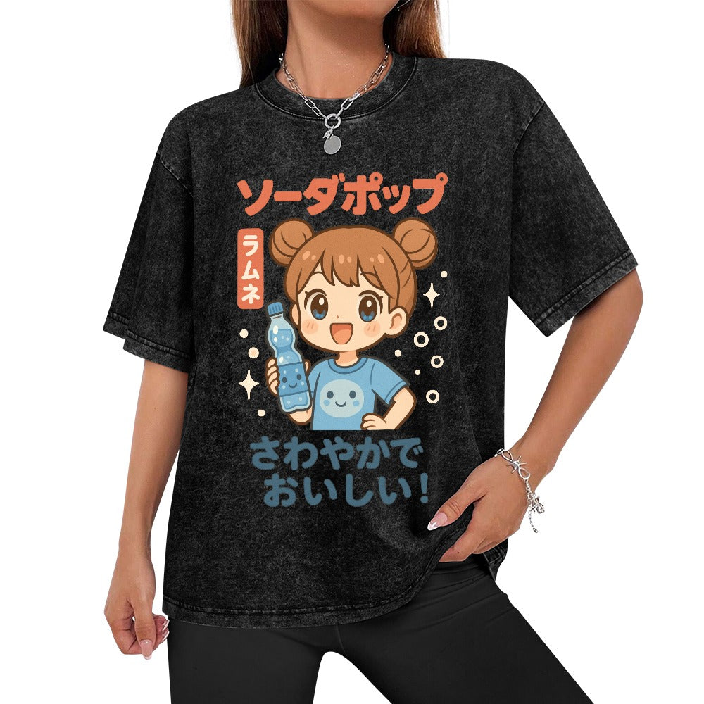 Kawaii Japanese Water Girl Vintage T-Shirt