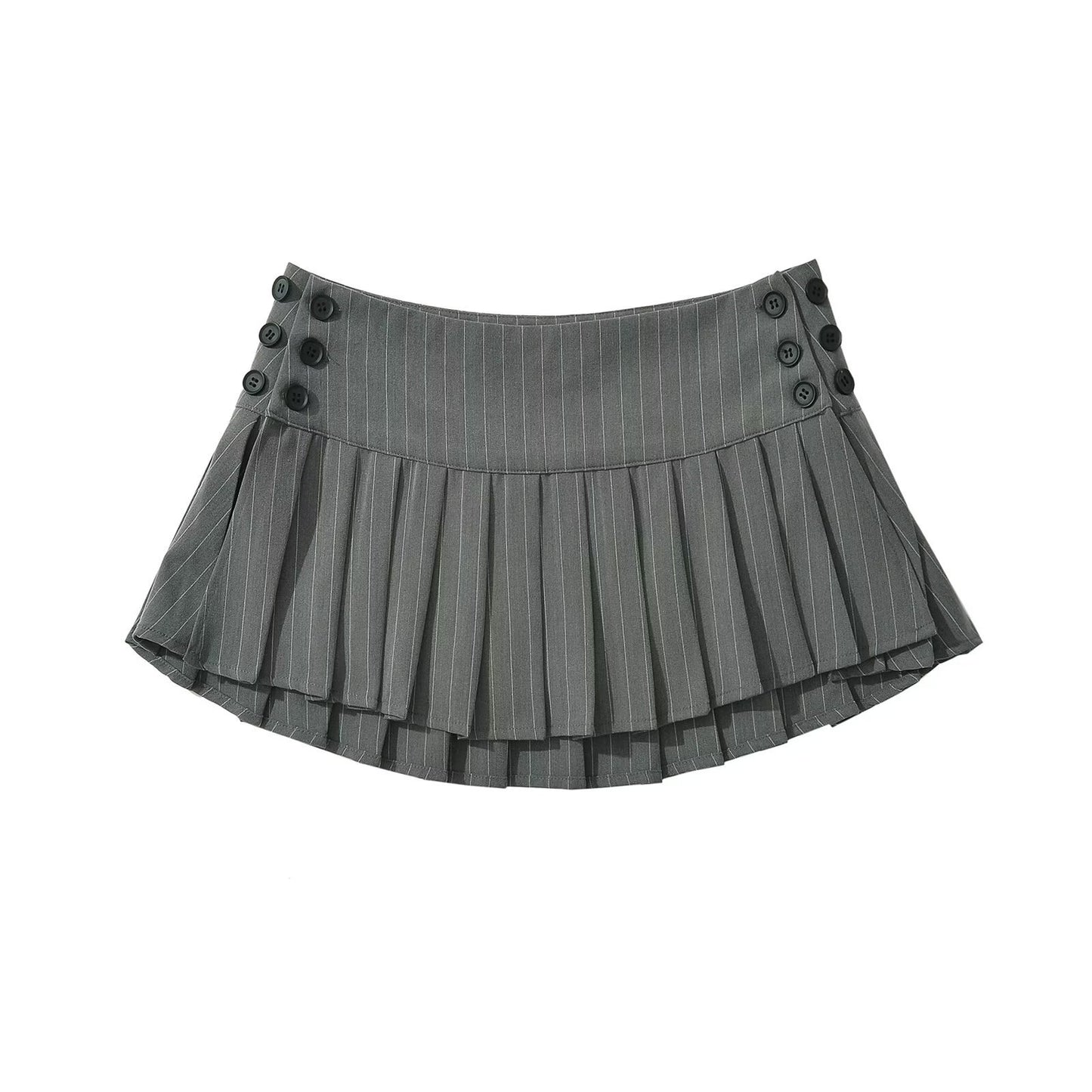 Striped Pleated Half-Length Skirt