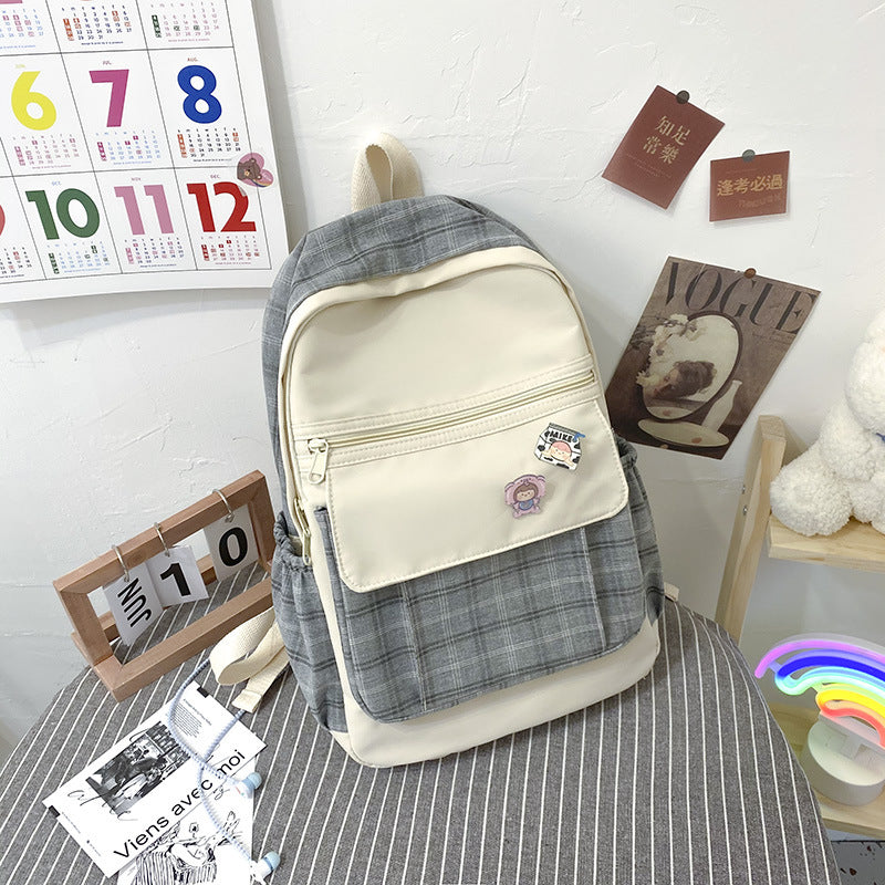 Playful Plaid Postman Schoolbag for High School Students