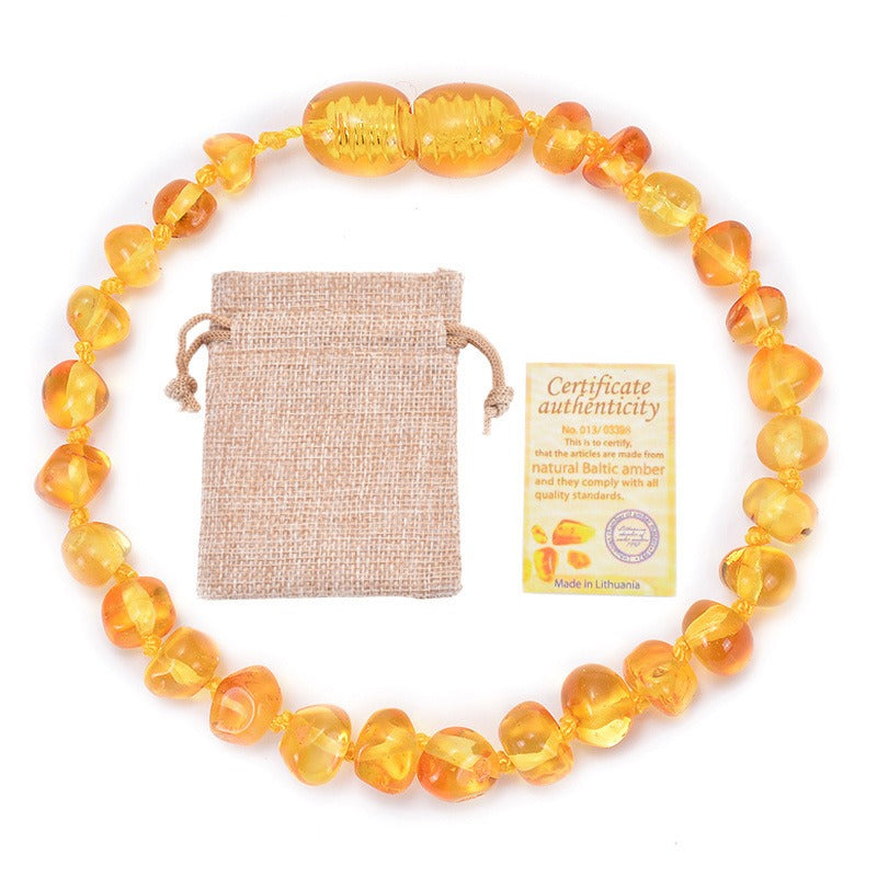 Baltic Sea Amber Baby Bracelet - Irregular Handcrafted Jewelry