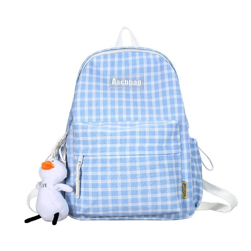 Playful Plaid Canvas Backpack for Harajuku Style