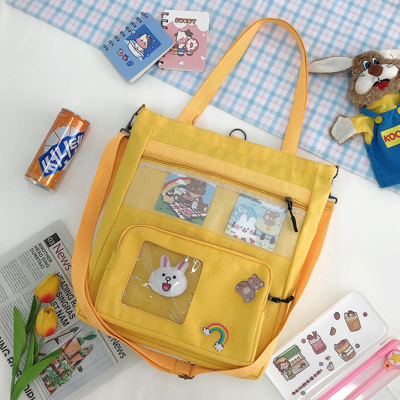 Korean Spring Canvas Rabbit Pendant Backpack