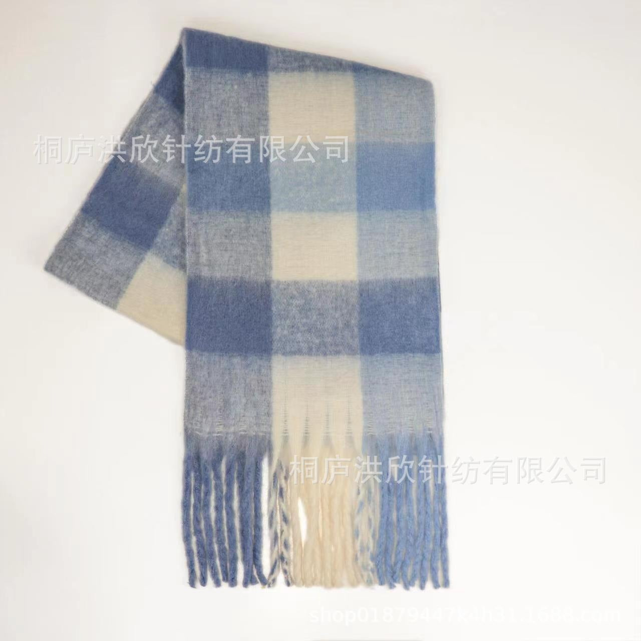 Rainbow Plaid Tassel Scarf for Autumn & Winter