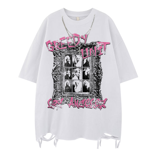 Harajuku Style Casual Necklace Print T-Shirt