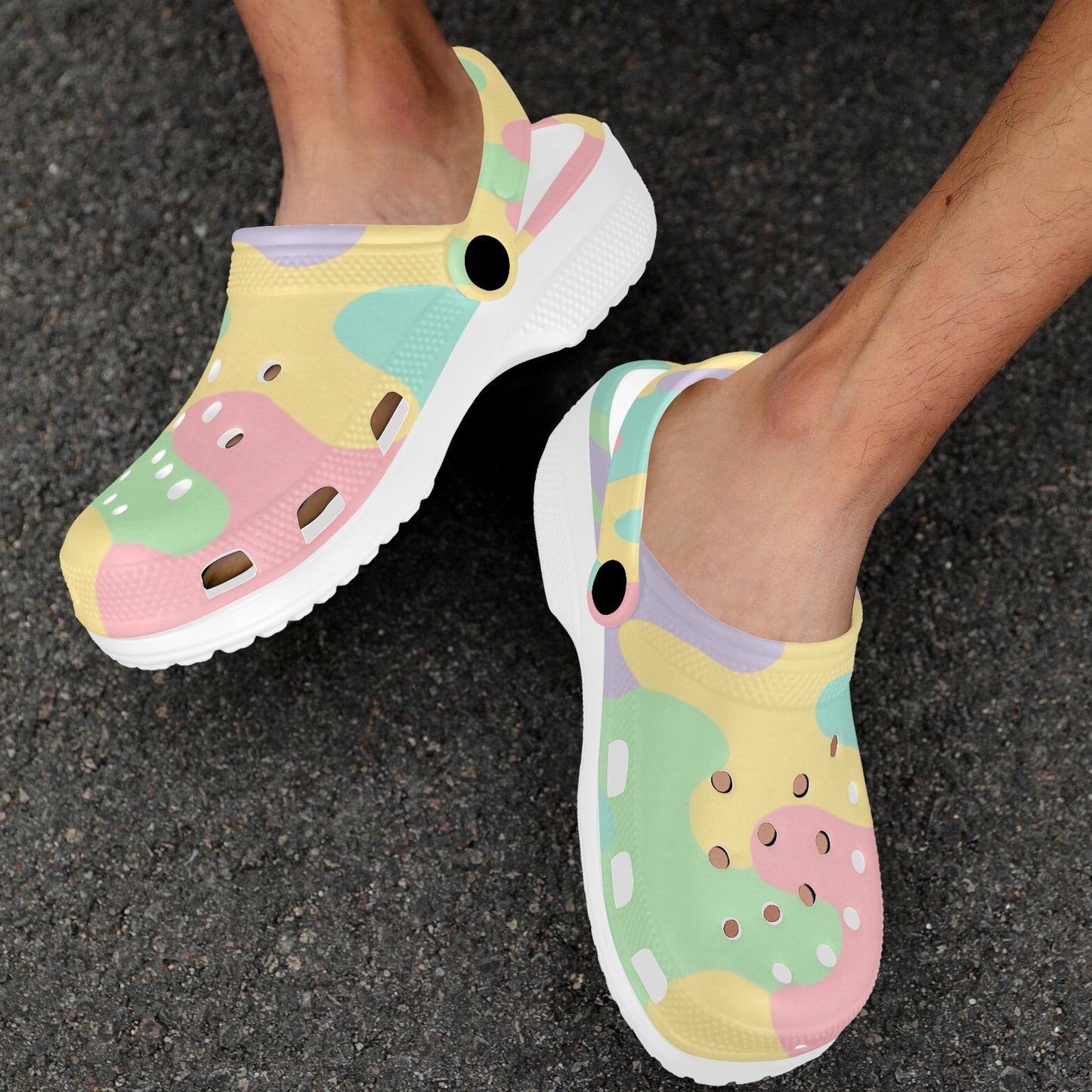 Harajuku Pastel Rainbow Camo Clogs