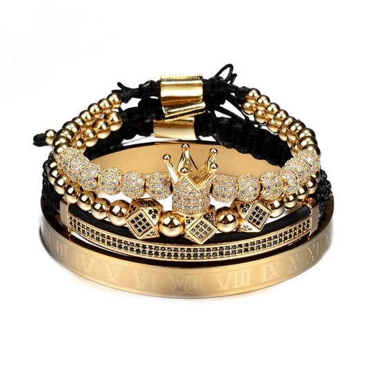 Gold Crown Roman Numeral Bracelet - Harajuku Style