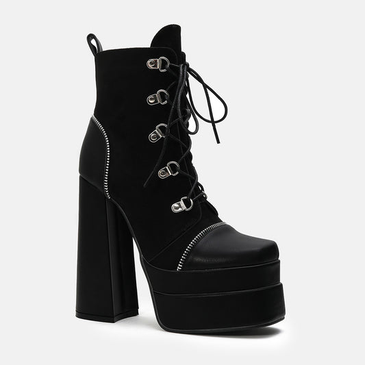 Harajuku Style Double Waterproof Platform High Heel Boots