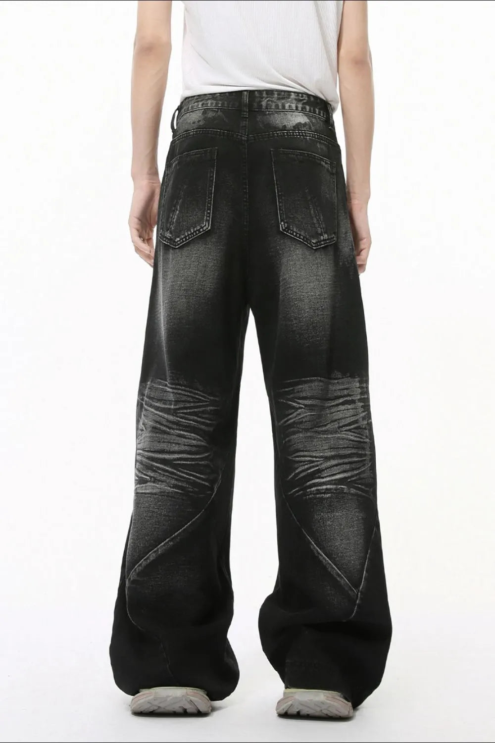 Playful Washed Cat Whisker Straight Leg Jeans