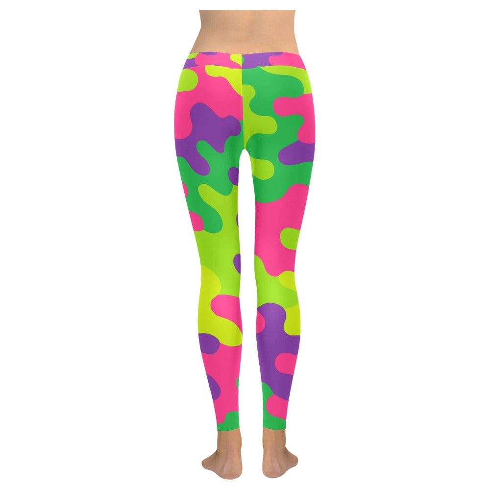 Neon Rainbow Camo Women's All-Over Low Rise Leggings