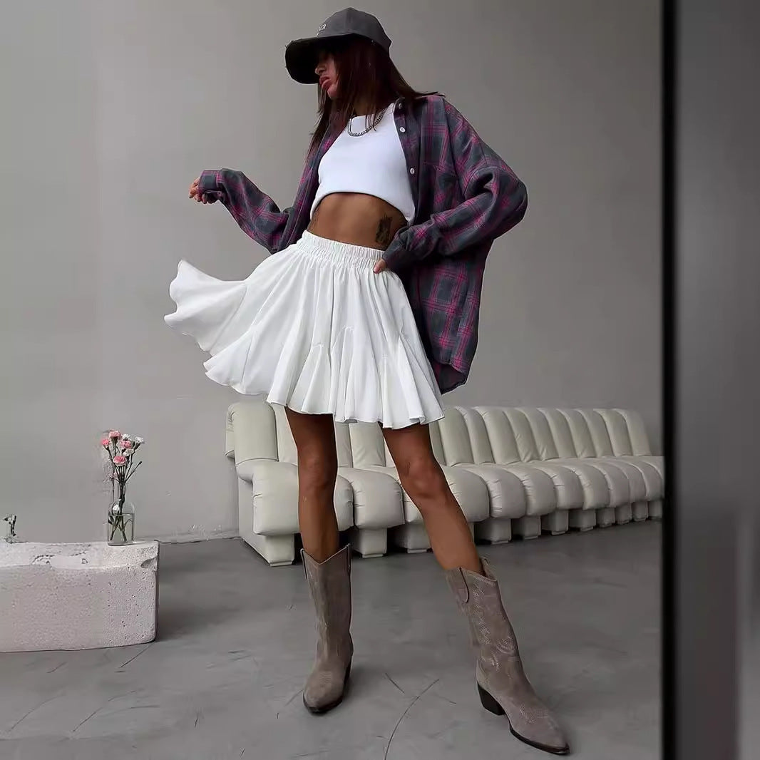 Harajuku-Inspired Splicing Mini Pleated Skirt
