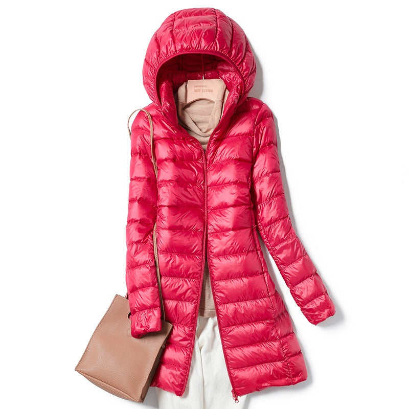 Harajuku-Style Women's Oversized Mid-Length Down Jacket