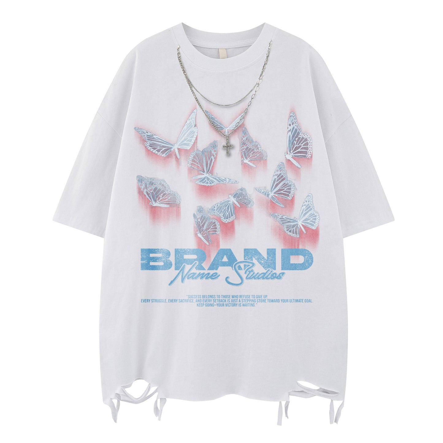 Harajuku Style Vintage Butterfly Print Cotton T-Shirt