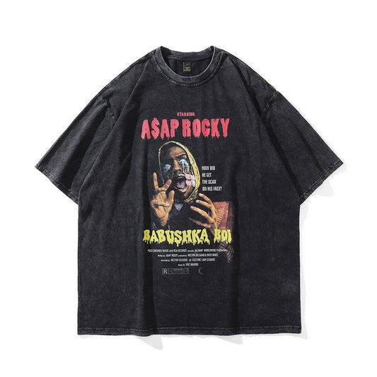 Harajuku Skull Print Short Sleeve T-Shirt for Men