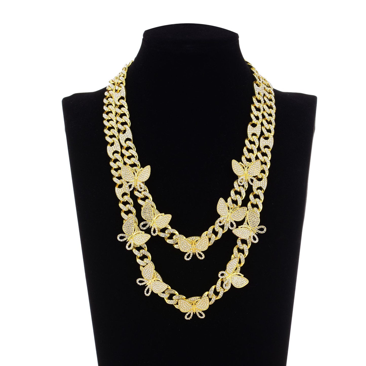 Gold Box Buckle Butterfly Necklace - Harajuku Style