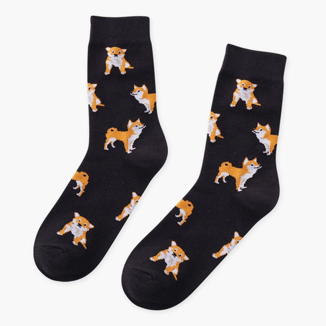 Kawaii Shiba Inu & Corgi Cartoon Cotton Socks for Women