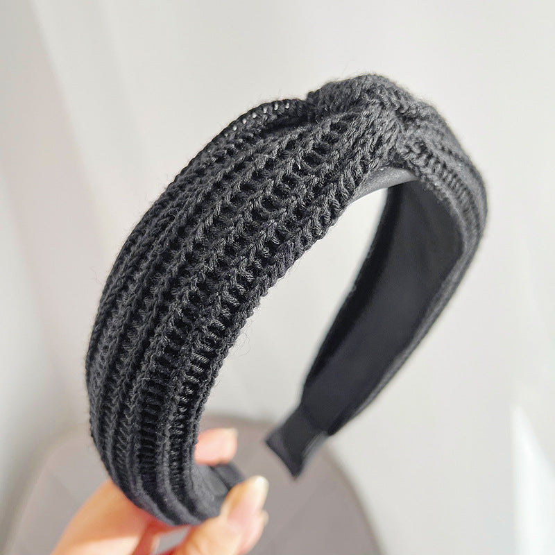 New Wool Knitting Wide Version Cross High Skull Top Face Headband R553