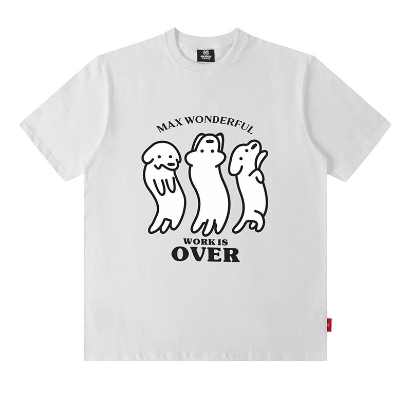 Oversized Cotton T-Shirt with Playful Sausage Dog Print