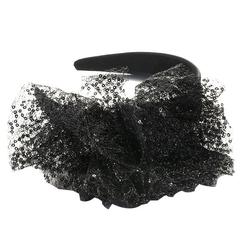 Solid Color Sequin Flower Wide Edge Headband