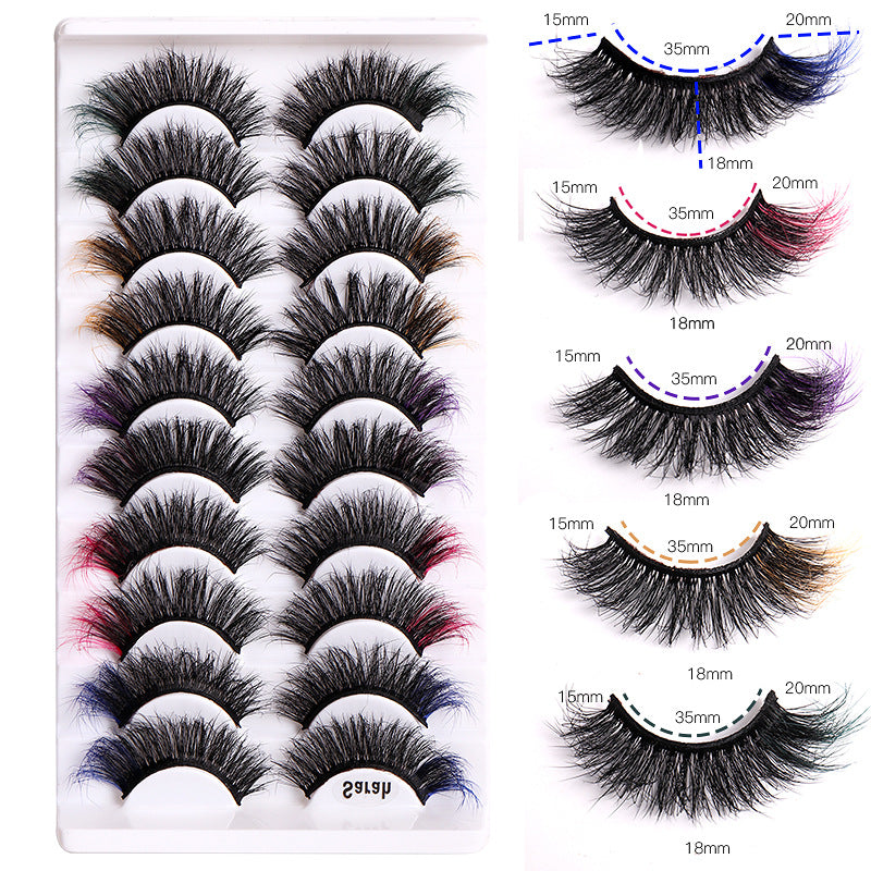 10 Pairs of 8D Fluffy Color Mink Hair Multilayer False Eyelashes