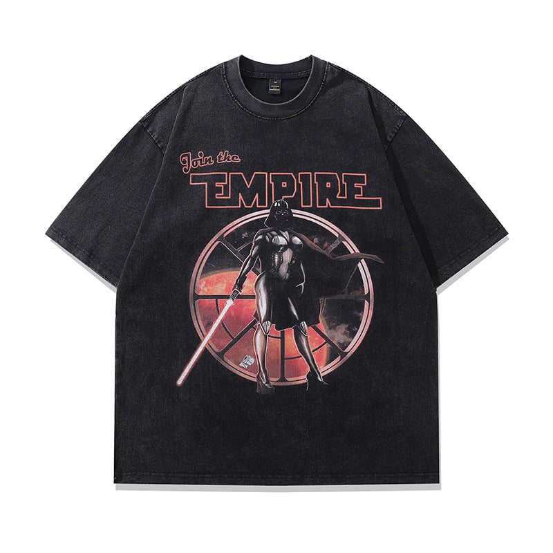 Water-Washed Vintage Slim Neck Short Sleeve T-Shirt