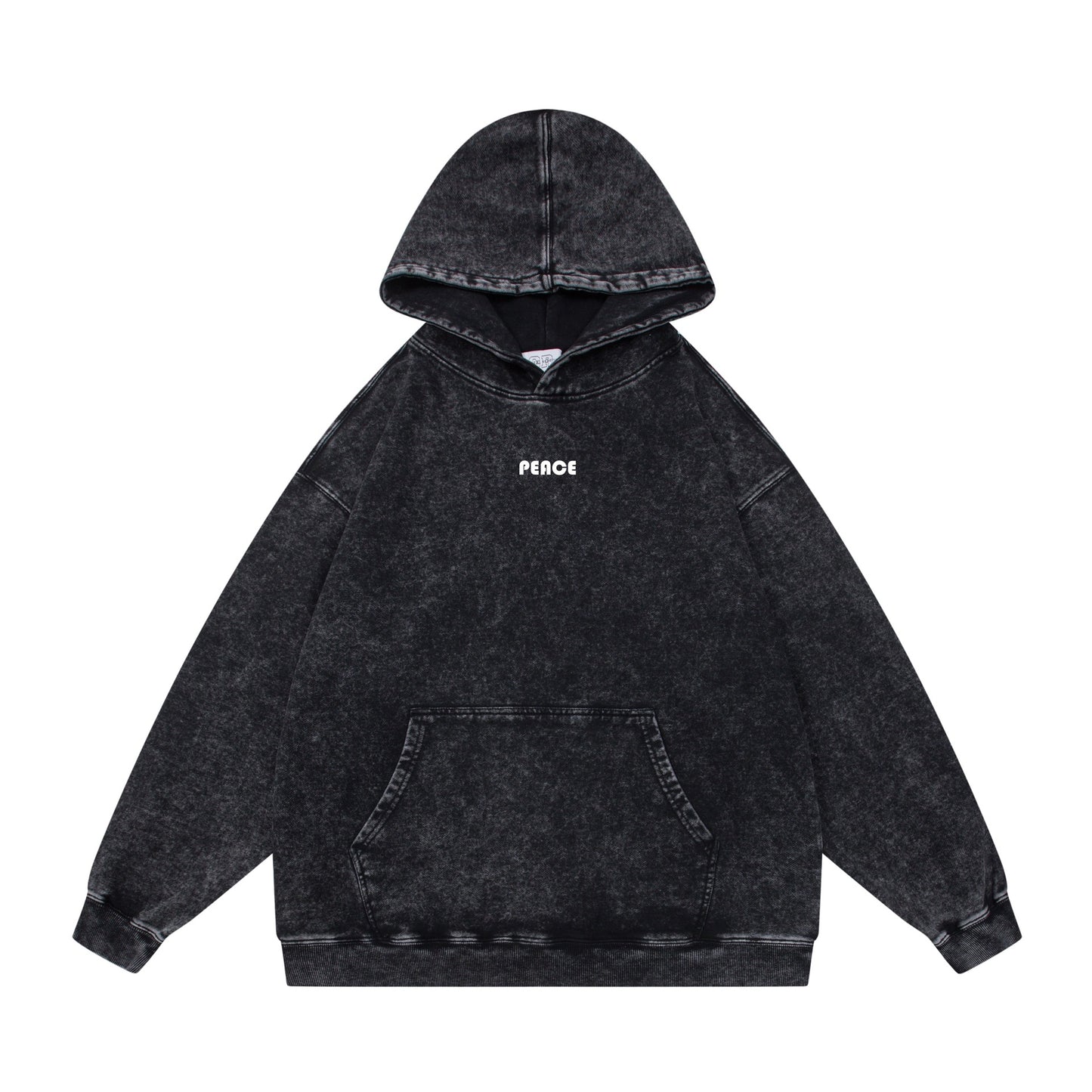 Washed Distressed Letter Print Loose Hoodie