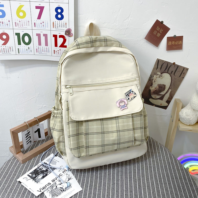 Playful Plaid Postman Schoolbag for High School Students