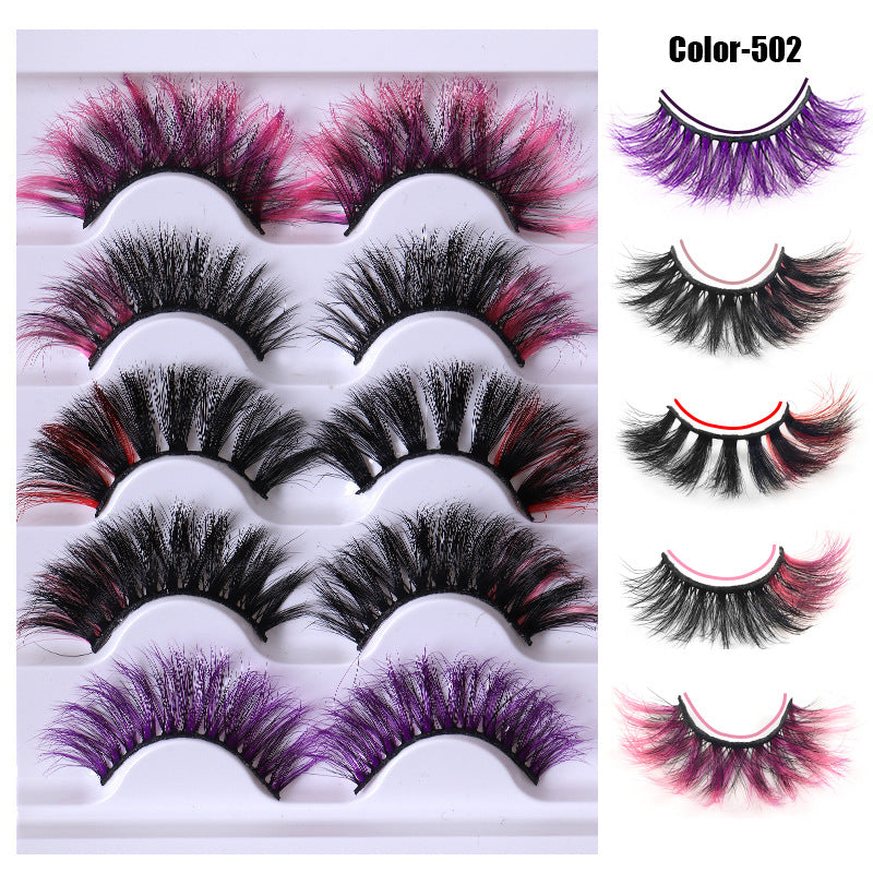 Colorful 8D Fluffy Multi-Layer Mink Eyelashes - 5 Pairs