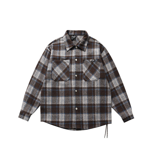 Harajuku Style Hanging Rope Plaid Casual Shirt