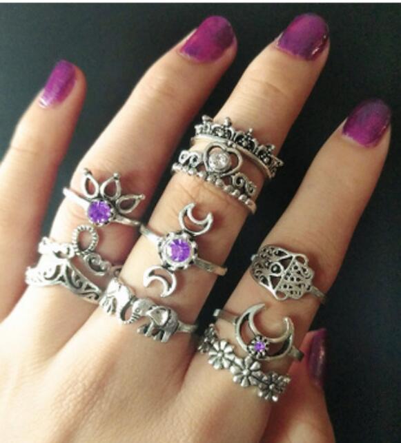 Vintage Boho Knuckle Rings Set for Women
