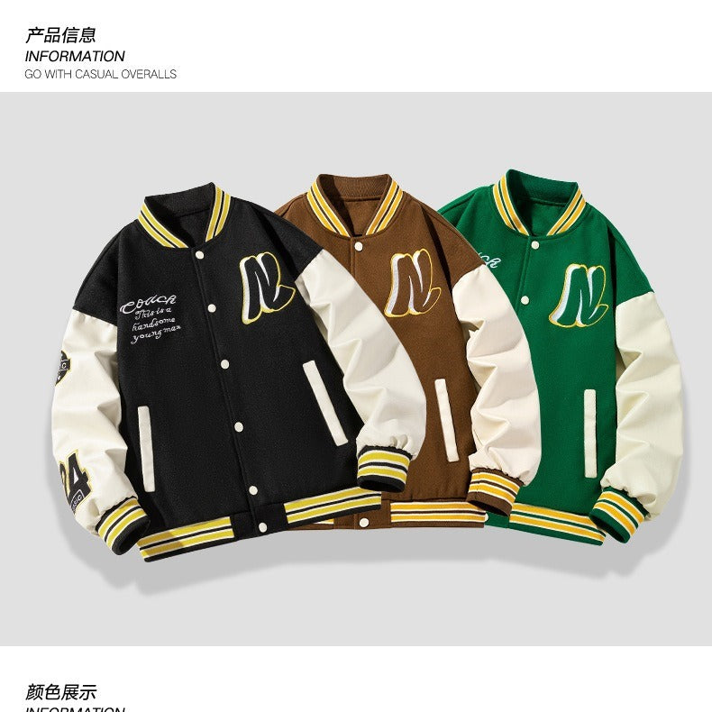 Embroidered Harajuku Style Baseball Jacket for Couples
