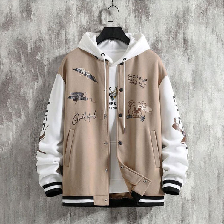 Men's Harajuku Style Baseball Jacket - Trendy Casual Wear