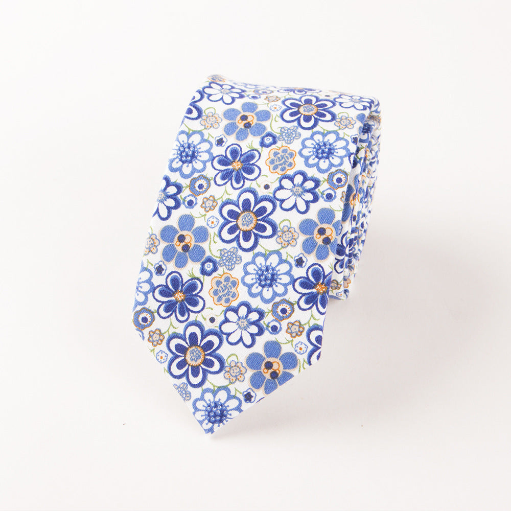 Men's Cotton Floral Print Wedding Tie