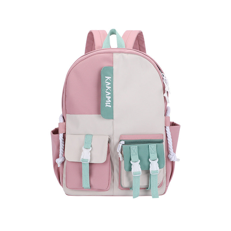Harajuku Style Contrasting Color Large Capacity Schoolbag