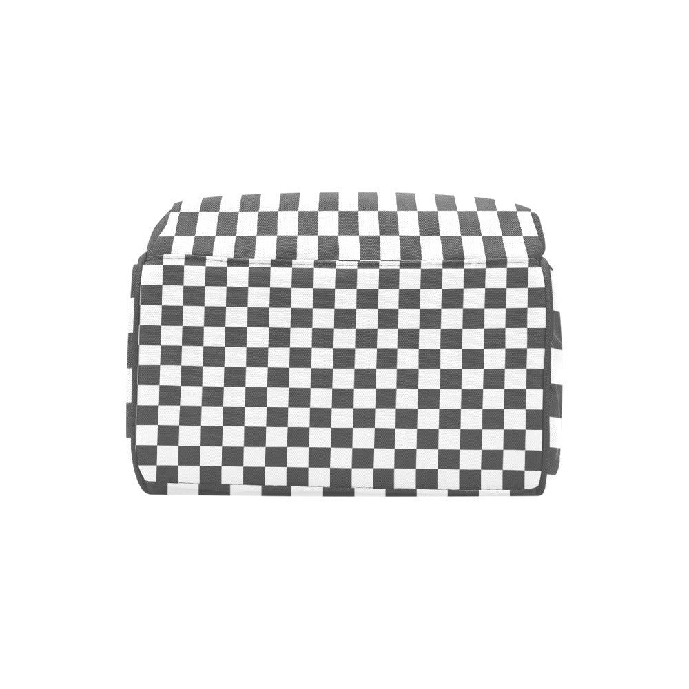 Gray White Checkerboard Multi-Function Backpack