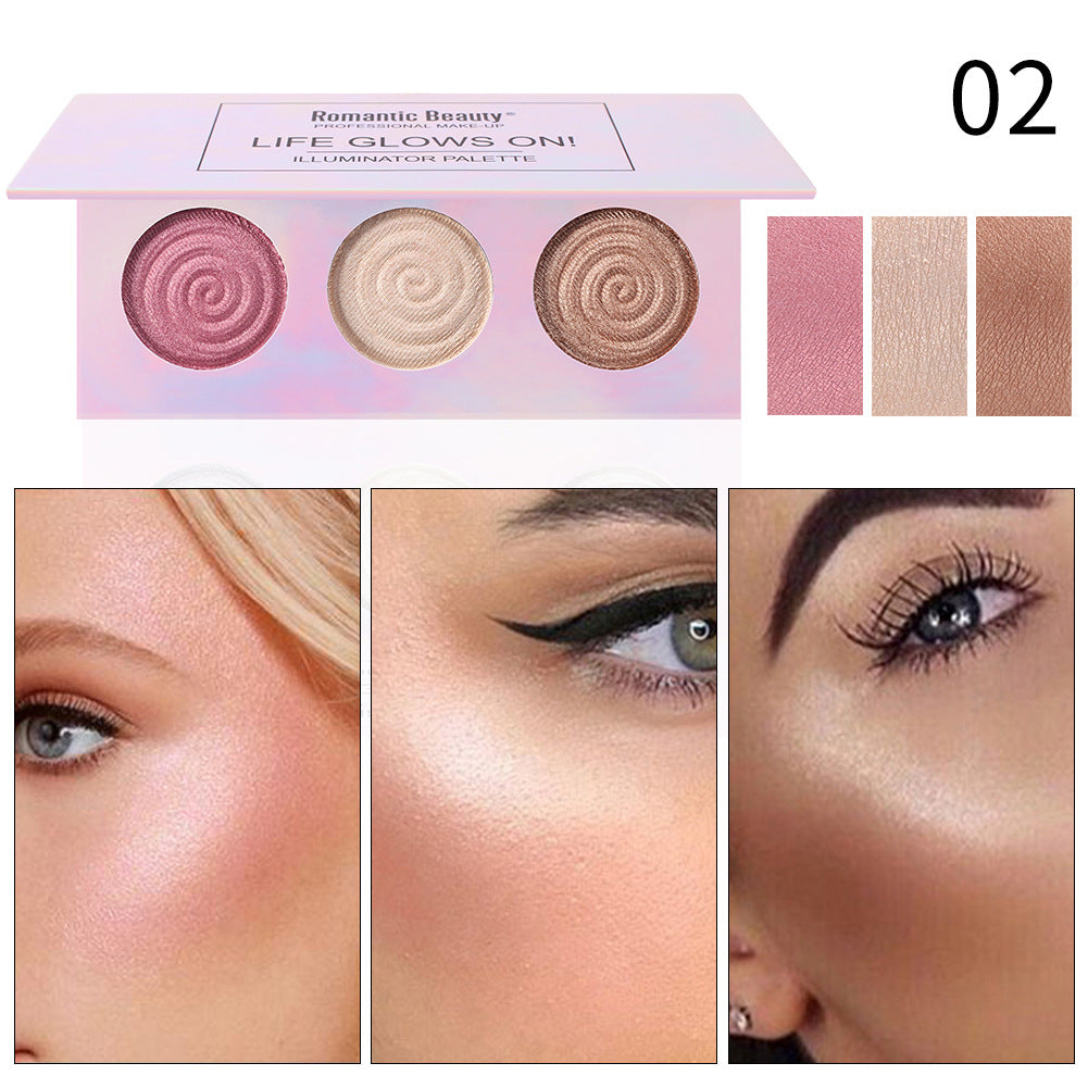Tri-Color Pearl Glitter Highlighter Palette