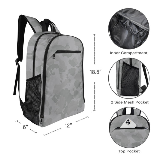 Gray Camo All Over Print Leisure Sports Backpack