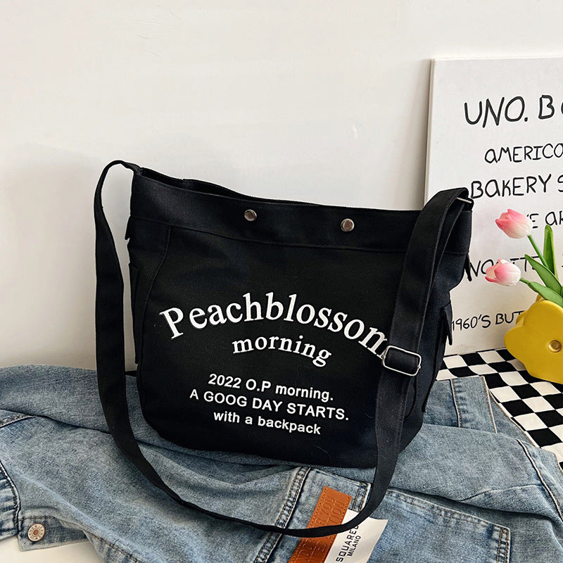 Harajuku Style Letter Canvas Tote Bag for Women