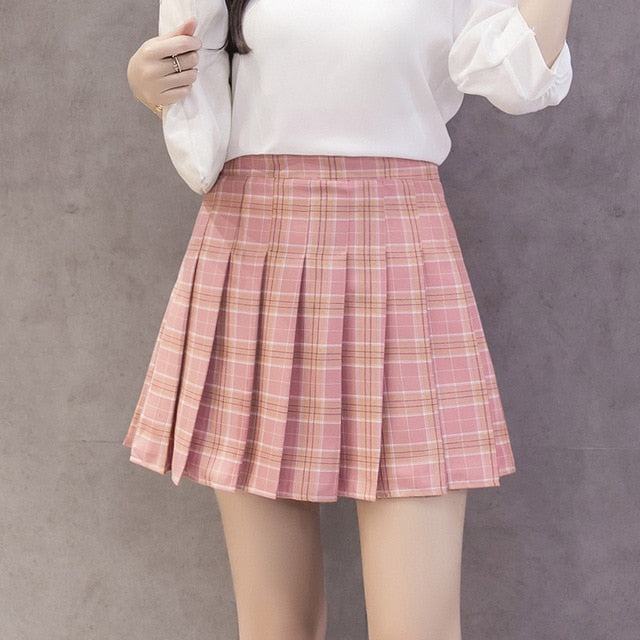 Harajuku Style High Waist Plaid Mini Skirt for Women