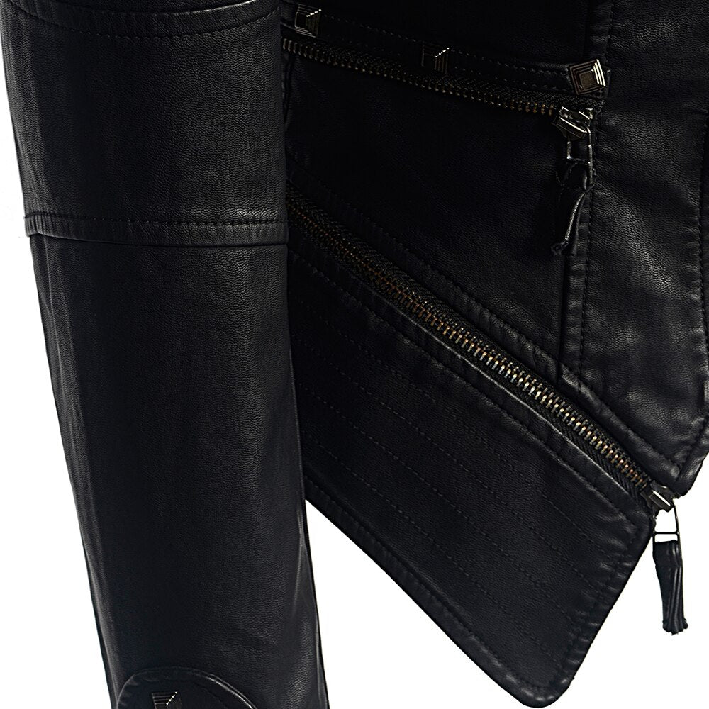 Harajuku Style Black Faux Leather Motorcycle Jacket