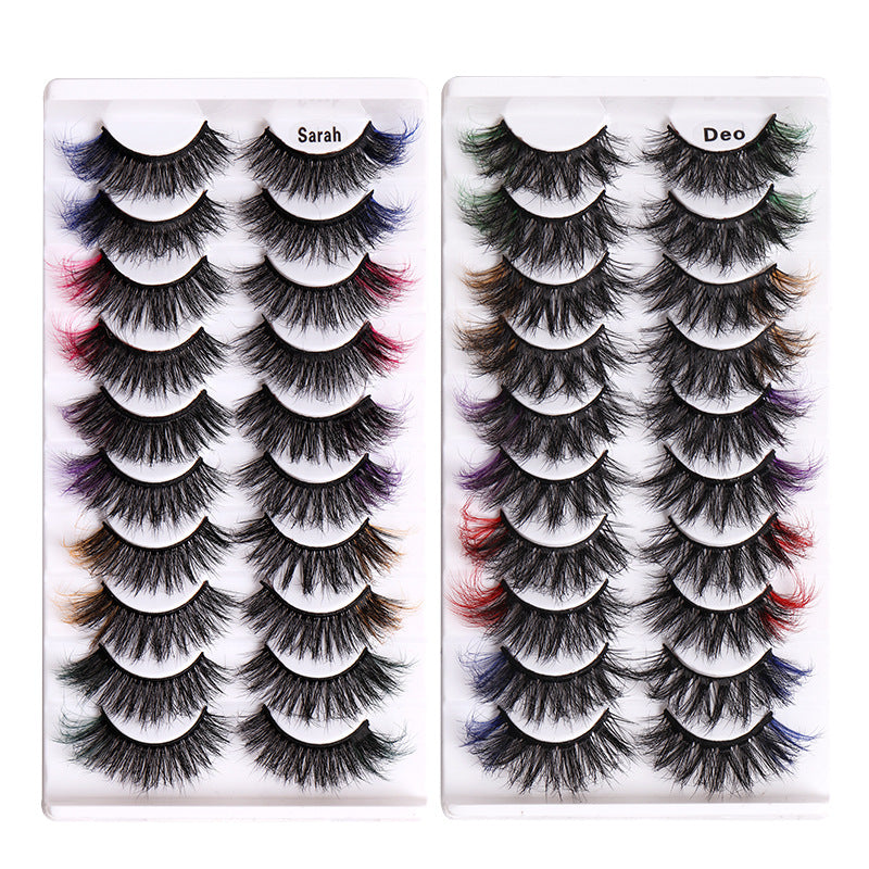 10 Pairs of 8D Fluffy Color Mink Hair Multilayer False Eyelashes