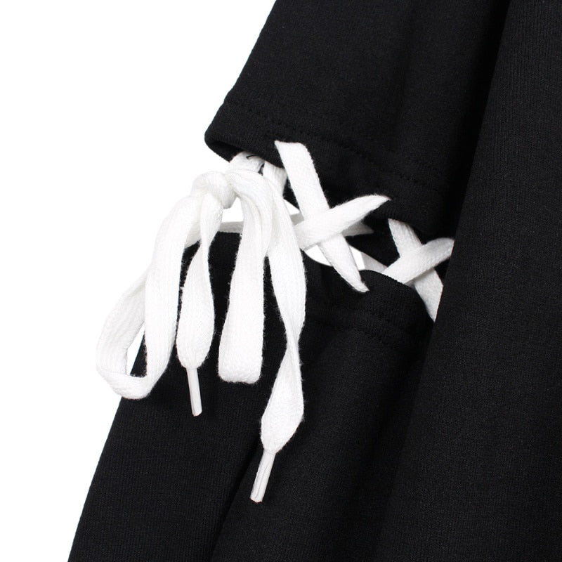 Harajuku Pentagram Print Velvet Hoodie - Gothic Streetwear