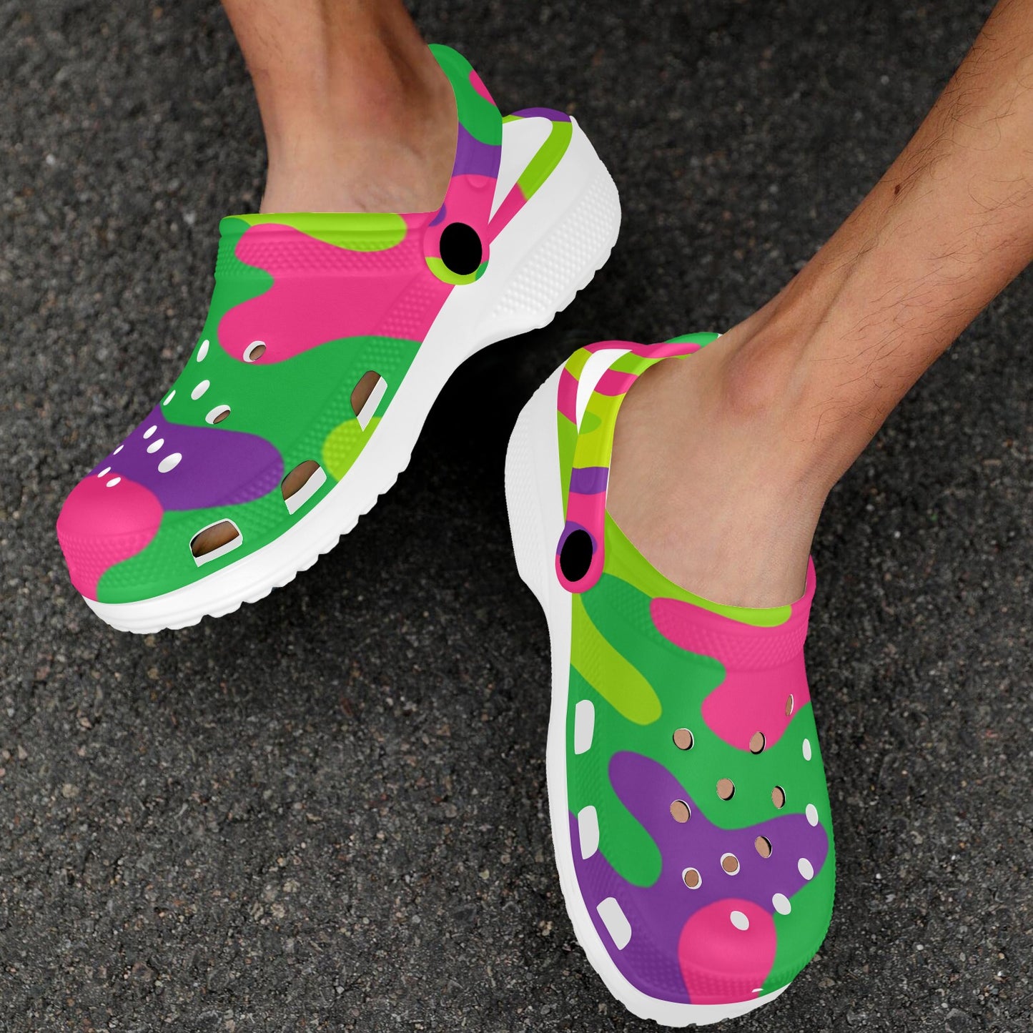 Harajuku Rainbow Camo Clogs