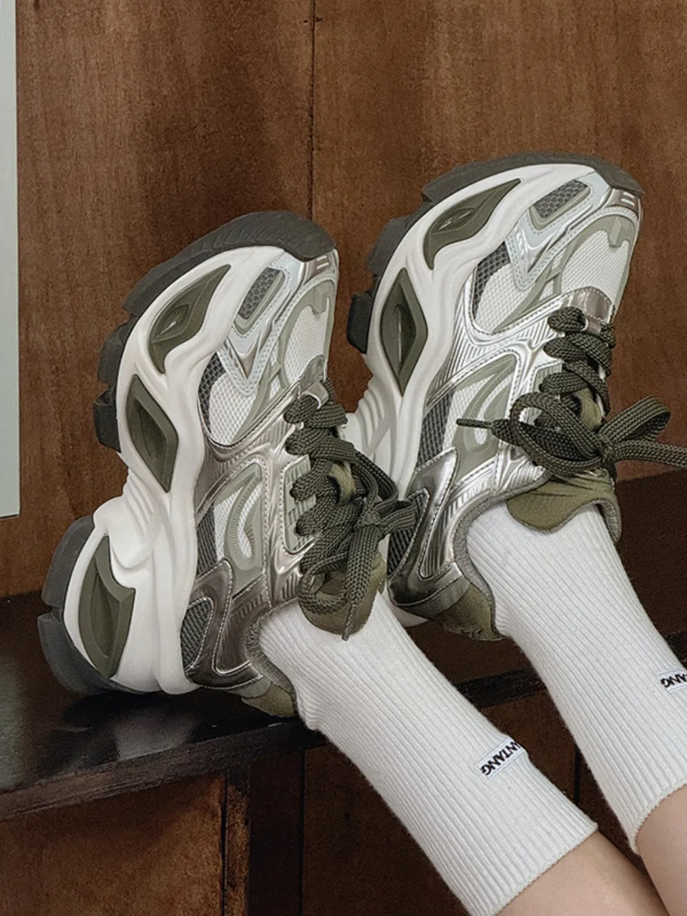 Contrast Chunky Platform Athletic Sneakers