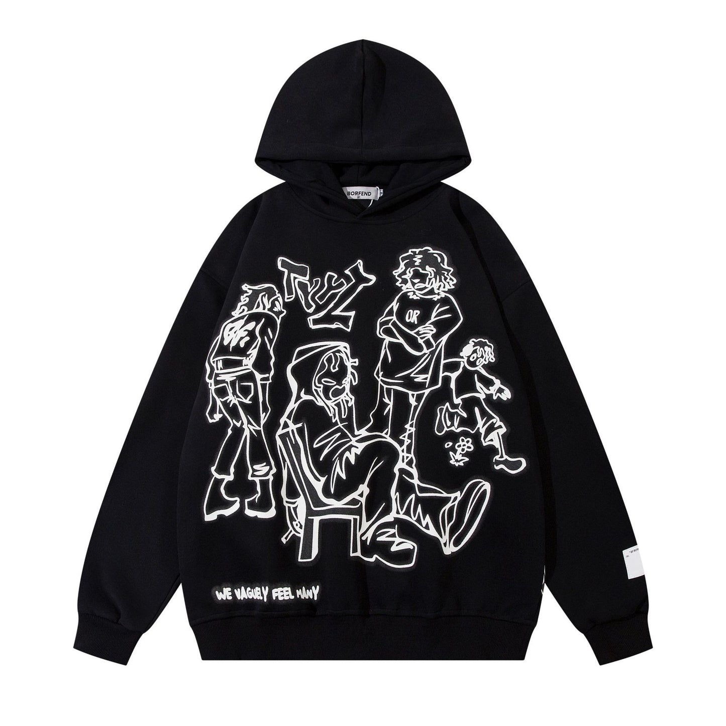 Harajuku Style Pink Graffiti Print Hoodie
