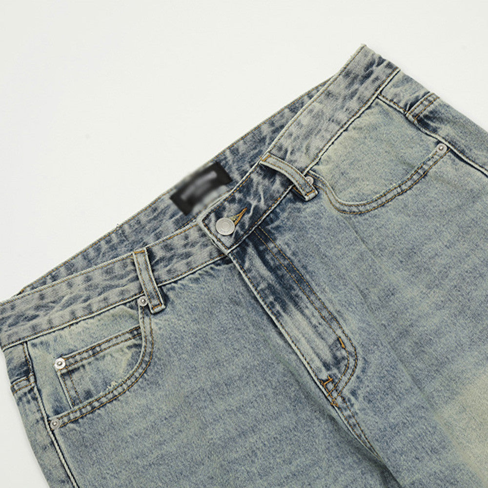 Punk Retro Distressed Denim Flare Pants for Men