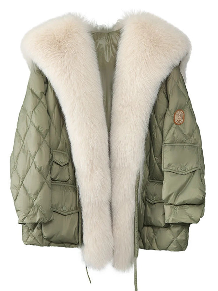 Oversized Fluffy Faux Fur Winter Duck Down Jacket