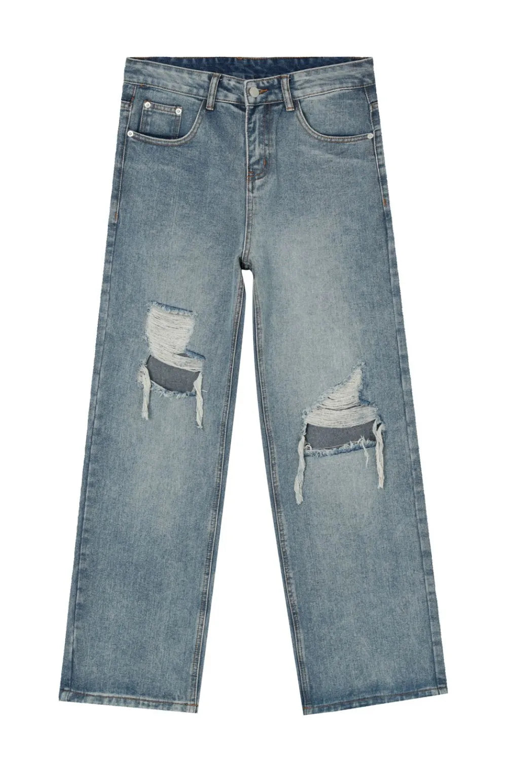 Playful Distressed Wide Leg Jeans with Pockets