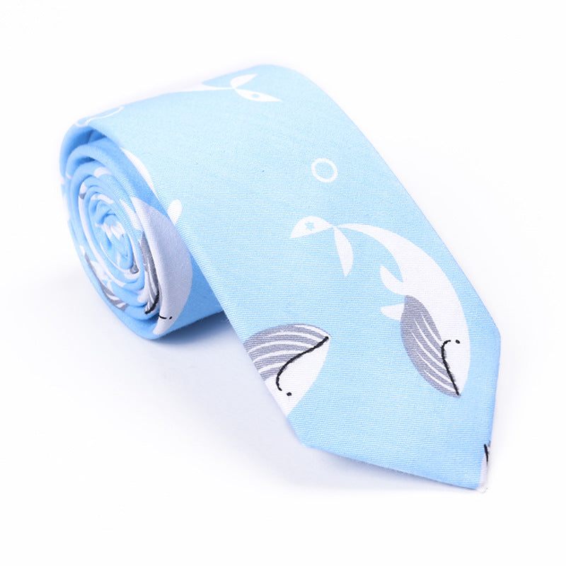 Printed Cartoon Cotton Neck Unisex Animal Pattern Tie